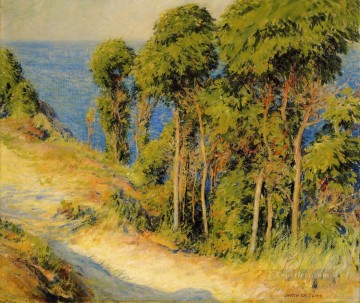 Árboles a lo largo de la costa, también conocido como Camino hacia el mar, paisaje, bosque de bosques de Joseph DeCamp Pinturas al óleo